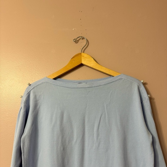 Talbots Pearl Embelished  Boatneck Sweater Blue Women Size M - Picture 3 of 11